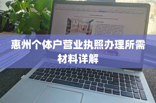 惠州个体户营业执照办理所需材料详解