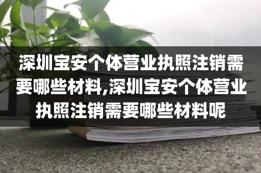 深圳宝安个体营业执照注销需要哪些材料,深圳宝安个体营业执照注销需要哪些材料呢