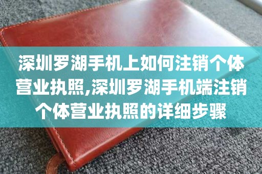 深圳罗湖手机上如何注销个体营业执照,深圳罗湖手机端注销个体营业执照的详细步骤