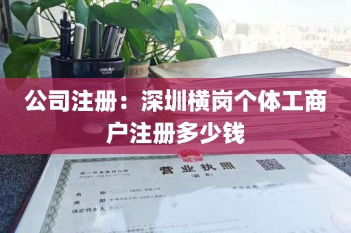 公司注册：深圳横岗个体工商户注册多少钱