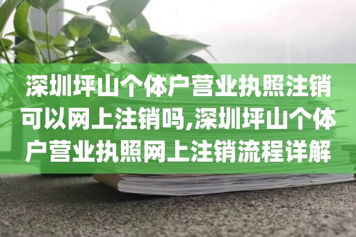深圳坪山个体户营业执照注销可以网上注销吗,深圳坪山个体户营业执照网上注销流程详解