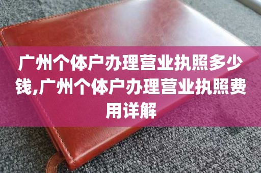 广州个体户办理营业执照多少钱,广州个体户办理营业执照费用详解