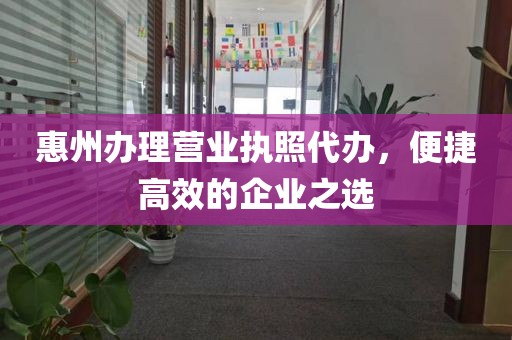 惠州办理营业执照代办，便捷高效的企业之选