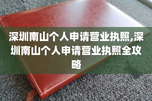 深圳南山个人申请营业执照,深圳南山个人申请营业执照全攻略