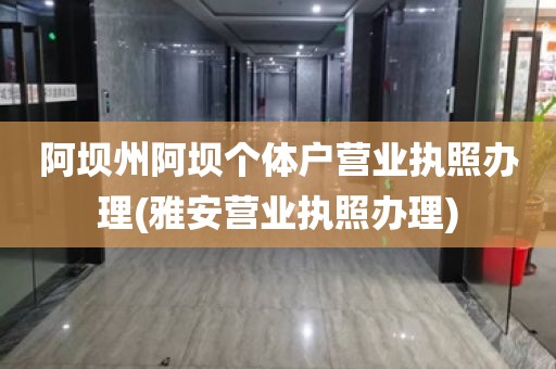 阿坝州阿坝个体户营业执照办理(雅安营业执照办理)