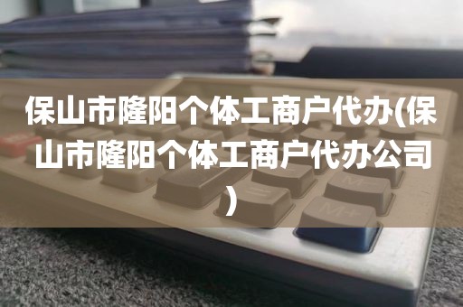 保山市隆阳个体工商户代办(保山市隆阳个体工商户代办公司)