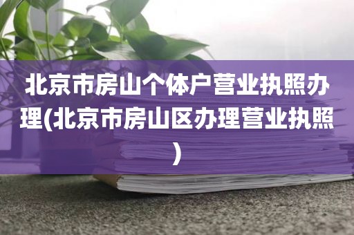 北京市房山个体户营业执照办理(北京市房山区办理营业执照)