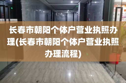 长春市朝阳个体户营业执照办理(长春市朝阳个体户营业执照办理流程)