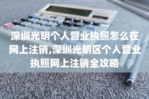 深圳光明个人营业执照怎么在网上注销,深圳光明区个人营业执照网上注销全攻略