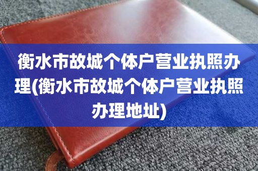 衡水市故城个体户营业执照办理(衡水市故城个体户营业执照办理地址)