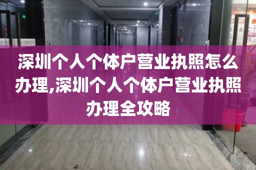 深圳个人个体户营业执照怎么办理,深圳个人个体户营业执照办理全攻略