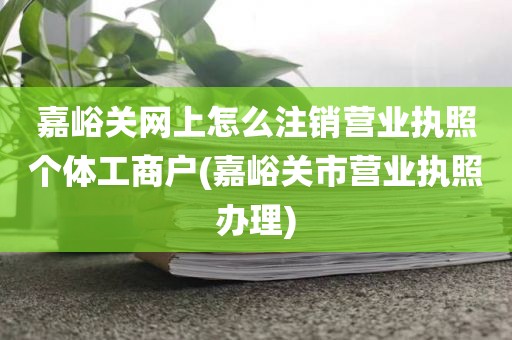 嘉峪关网上怎么注销营业执照个体工商户(嘉峪关市营业执照办理)
