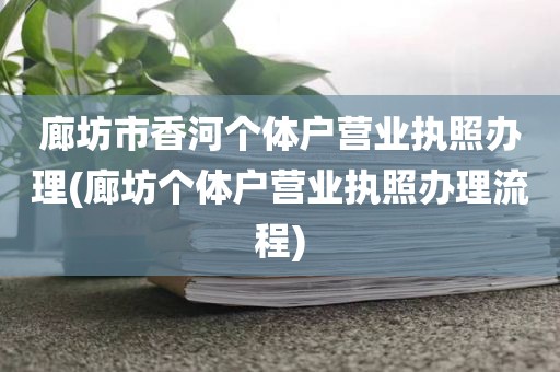 廊坊市香河个体户营业执照办理(廊坊个体户营业执照办理流程)