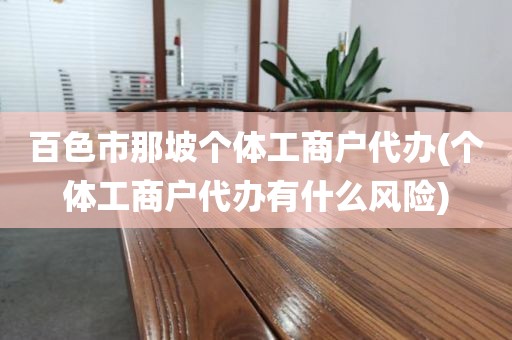 百色市那坡个体工商户代办(个体工商户代办有什么风险)