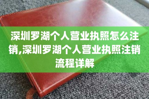 深圳罗湖个人营业执照怎么注销,深圳罗湖个人营业执照注销流程详解