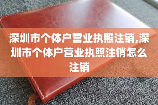 深圳市个体户营业执照注销,深圳市个体户营业执照注销怎么注销