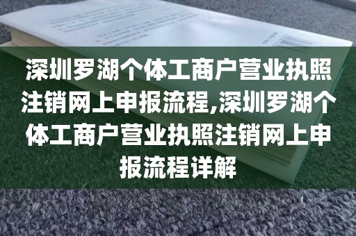 深圳罗湖个体工商户营业执照注销网上申报流程,深圳罗湖个体工商户营业执照注销网上申报流程详解