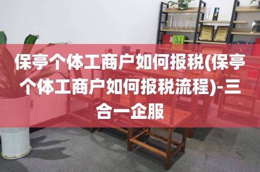 保亭个体工商户如何报税(保亭个体工商户如何报税流程)-三合一企服