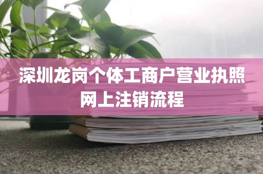 深圳龙岗个体工商户营业执照网上注销流程