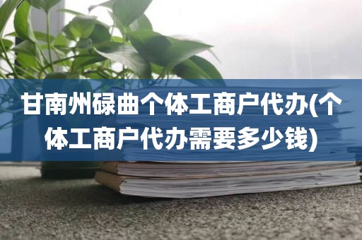 甘南州碌曲个体工商户代办(个体工商户代办需要多少钱)