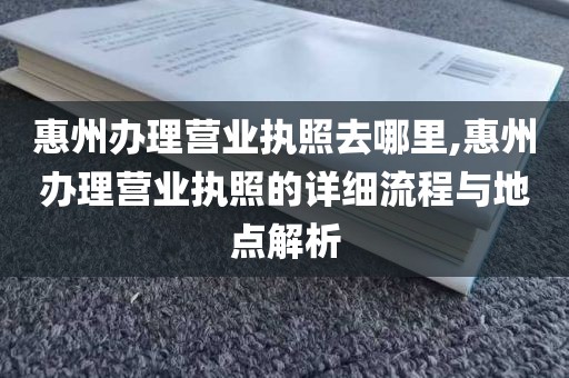 惠州办理营业执照去哪里,惠州办理营业执照的详细流程与地点解析