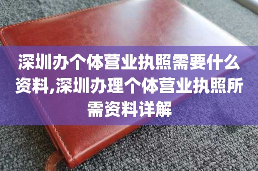 深圳办个体营业执照需要什么资料,深圳办理个体营业执照所需资料详解