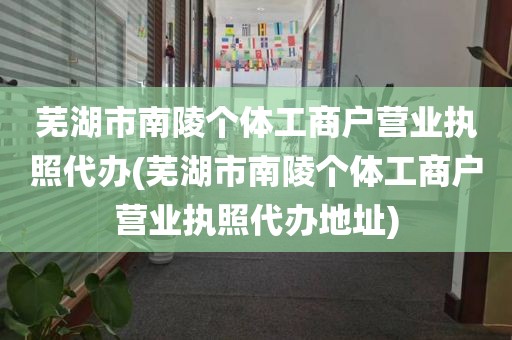 芜湖市南陵个体工商户营业执照代办(芜湖市南陵个体工商户营业执照代办地址)