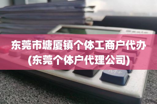 东莞市塘厦镇个体工商户代办(东莞个体户代理公司)