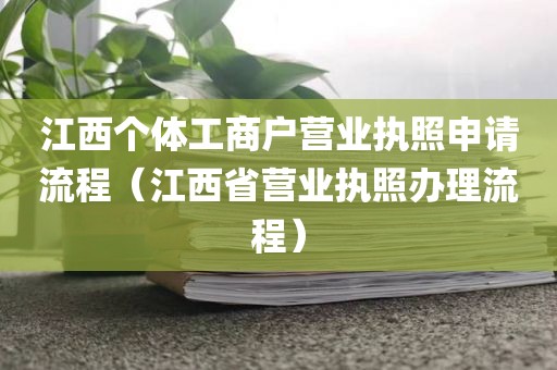 江西个体工商户营业执照申请流程（江西省营业执照办理流程）