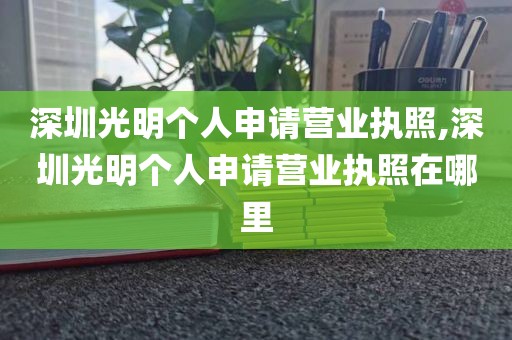 深圳光明个人申请营业执照,深圳光明个人申请营业执照在哪里