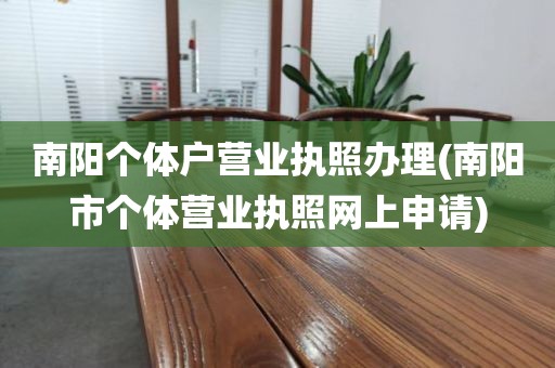 南阳个体户营业执照办理(南阳市个体营业执照网上申请)