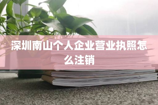 深圳南山个人企业营业执照怎么注销