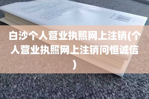 白沙个人营业执照网上注销(个人营业执照网上注销问恒诚信)