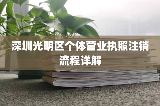 深圳光明区个体营业执照注销流程详解