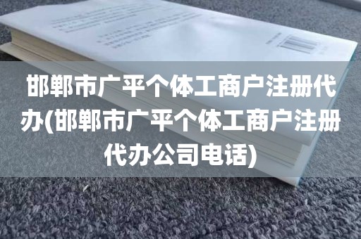 邯郸市广平个体工商户注册代办(邯郸市广平个体工商户注册代办公司电话)