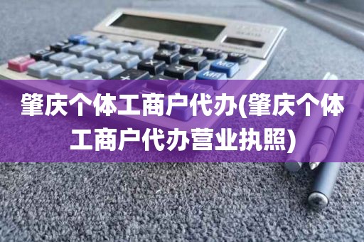 肇庆个体工商户代办(肇庆个体工商户代办营业执照)