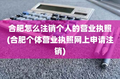 合肥怎么注销个人的营业执照(合肥个体营业执照网上申请注销)