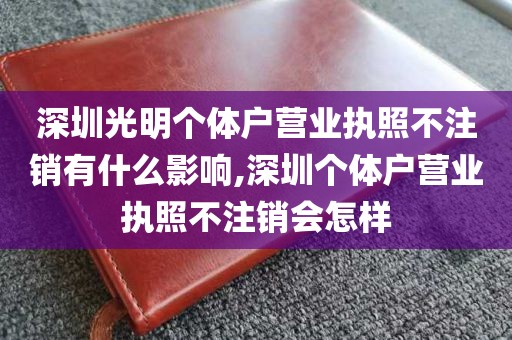 深圳光明个体户营业执照不注销有什么影响,深圳个体户营业执照不注销会怎样