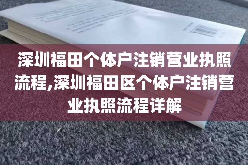 深圳福田个体户注销营业执照流程,深圳福田区个体户注销营业执照流程详解