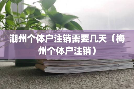 潮州个体户注销需要几天（梅州个体户注销）