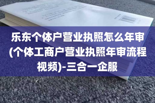 乐东个体户营业执照怎么年审(个体工商户营业执照年审流程视频)-三合一企服