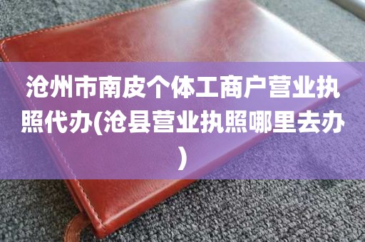 沧州市南皮个体工商户营业执照代办(沧县营业执照哪里去办)
