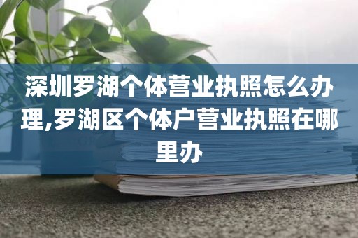 深圳罗湖个体营业执照怎么办理,罗湖区个体户营业执照在哪里办