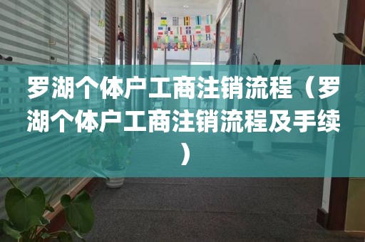 罗湖个体户工商注销流程（罗湖个体户工商注销流程及手续）