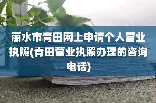 丽水市青田网上申请个人营业执照(青田营业执照办理的咨询电话)