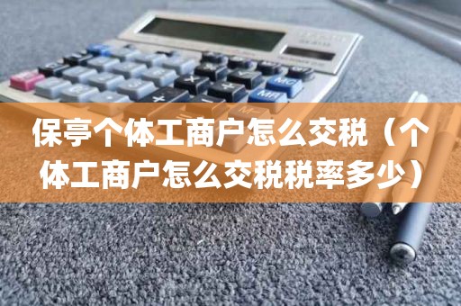 保亭个体工商户怎么交税（个体工商户怎么交税税率多少）