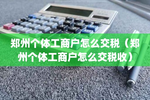 郑州个体工商户怎么交税（郑州个体工商户怎么交税收）