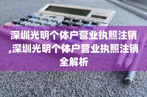 深圳光明个体户营业执照注销,深圳光明个体户营业执照注销全解析
