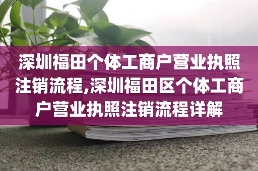 深圳福田个体工商户营业执照注销流程,深圳福田区个体工商户营业执照注销流程详解
