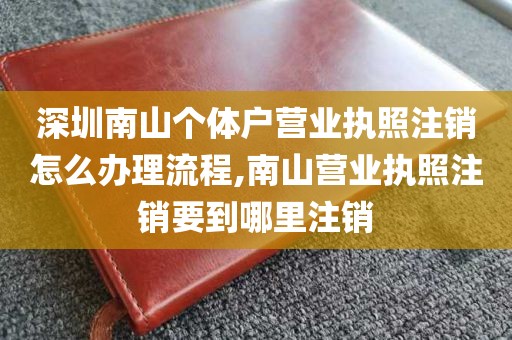 深圳南山个体户营业执照注销怎么办理流程,南山营业执照注销要到哪里注销
